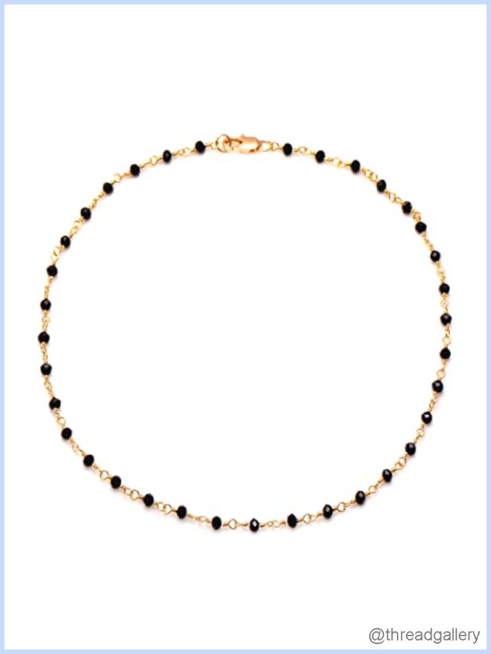 16" Wire Wrapped Onyx Beaded Choker Chain Necklace for Women